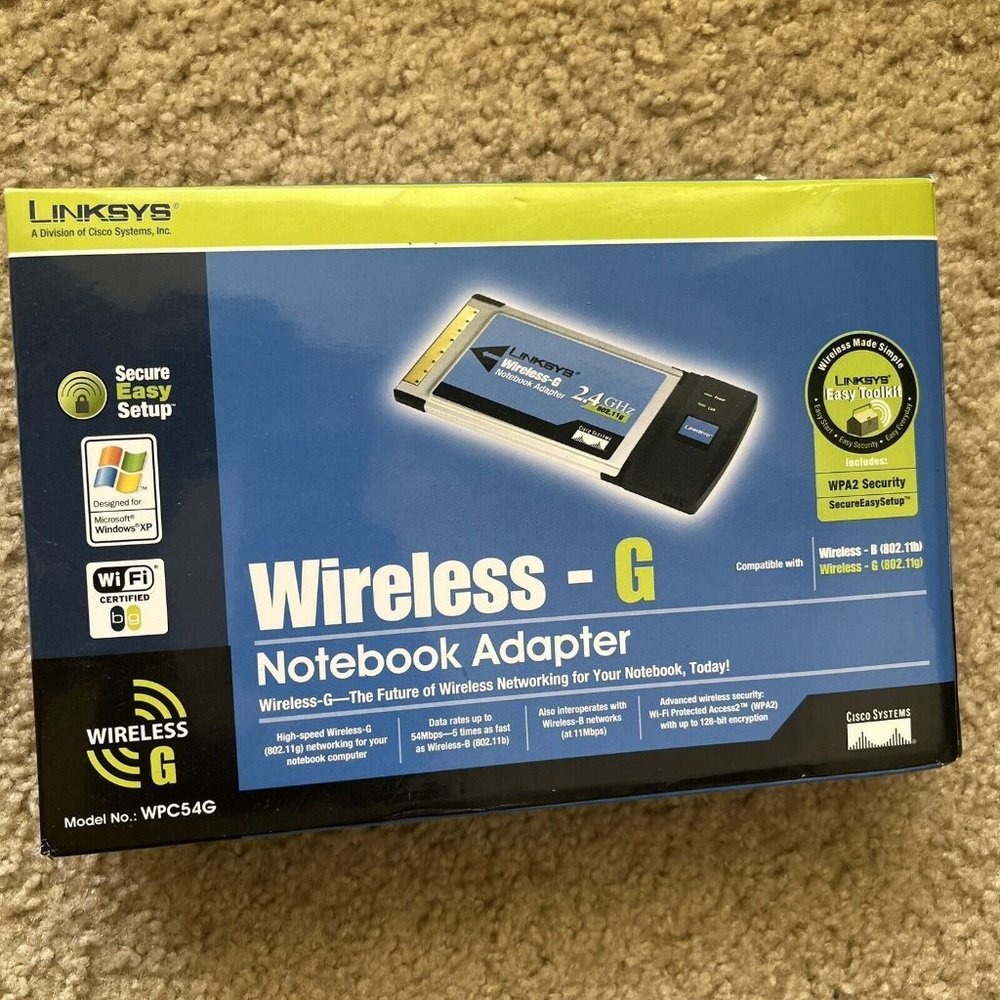 LINKSYS WPC54G WIRELESS-G PCMCIA WIRELESS ADAPTER 802.11B/G LAPTOP CARD